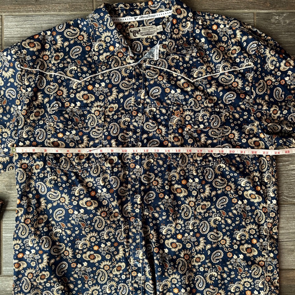 Cowboy Hardware Womens Paisley Western Snap Button Shirt Blue Long Sleeve XL - Picture 4 of 7